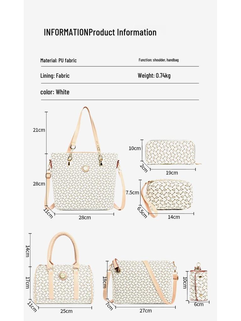 Женский модный набор 2025 года с узором «стрела»: сумка-тоут и сумка через плечо для мамы и ребенка – 6 предметов