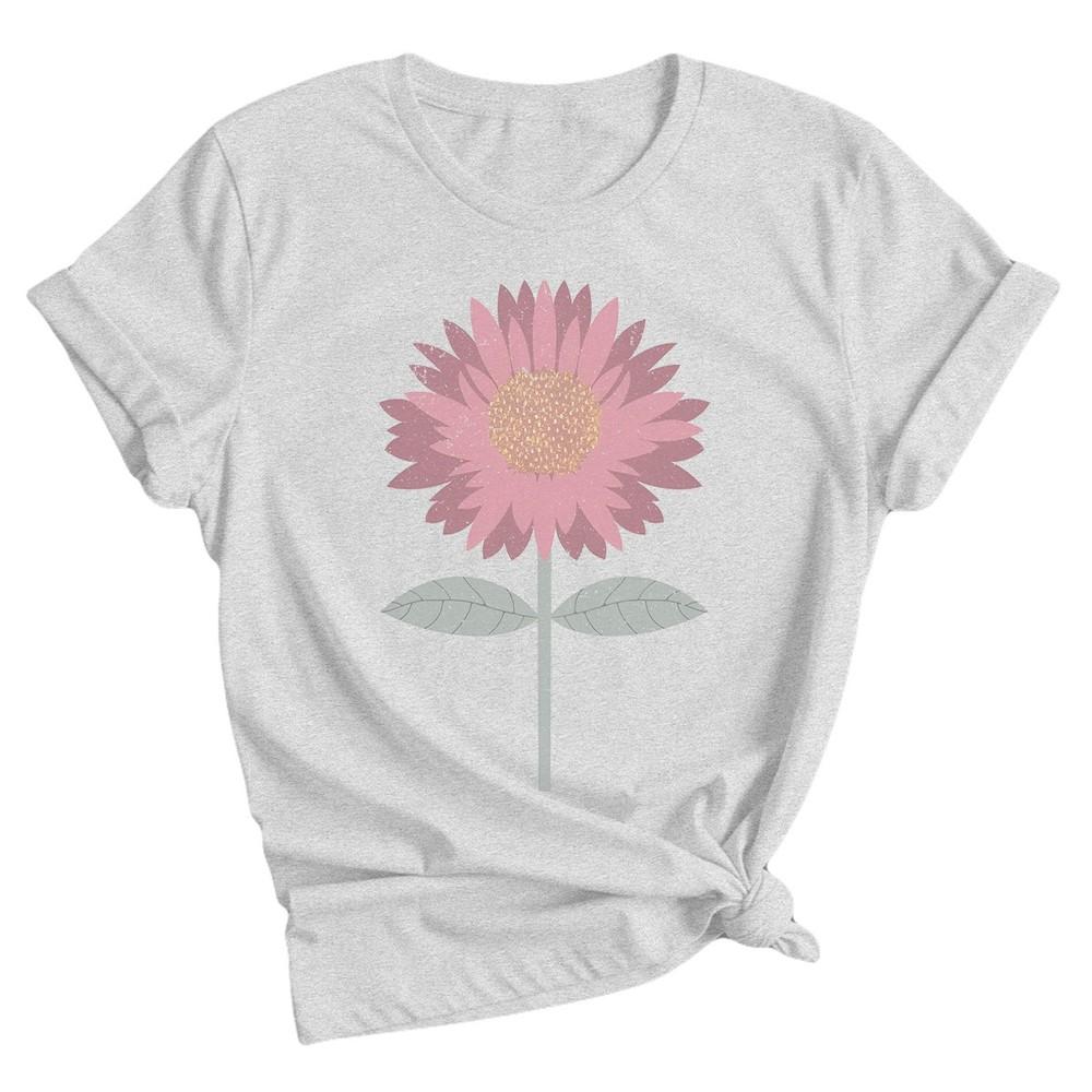 Distressed Pink Flower Floral Nature Womens T-Shirt