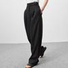 Autumn Fashion High Waist Suit Pants Pockets Pleated Wide Leg Pants Women Black Ladies Office Trousers Female Pantalon 24307
