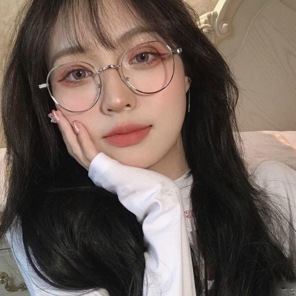 Оправа Очки Оптические Корейские Компьютерные Очки Круглые Очки с Прозрачными Линзами Женские Очки для Чтения