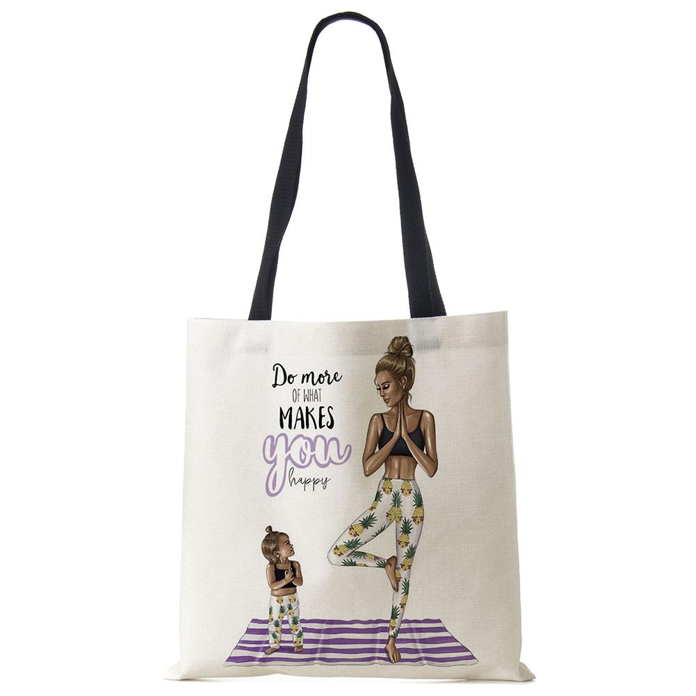 Милый мультфильм супер мама принт льняная большая сумка многоразовые сумки на плечо мама и ребенок складные женские повседневные сумки женские тканевые сумки