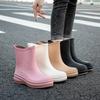 Outdoor Rain Shoes Fashionable Adult Waterproof Shoes Warm Short Rain Boots Women's Velvet Thick-soled Non-slip Versatile Rubber Shoes