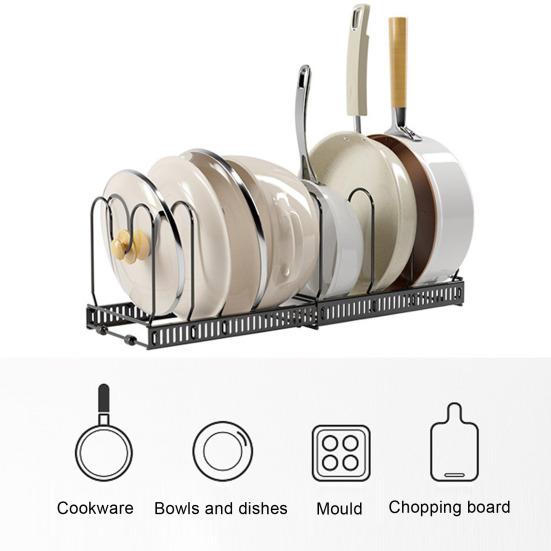 Кухонная полка для хранения, выдвижная противоскользящая пластина из нержавеющей стали, крышка кастрюли, миска для посуды, держатель для сушки, разделочная доска, дренажная подставка
