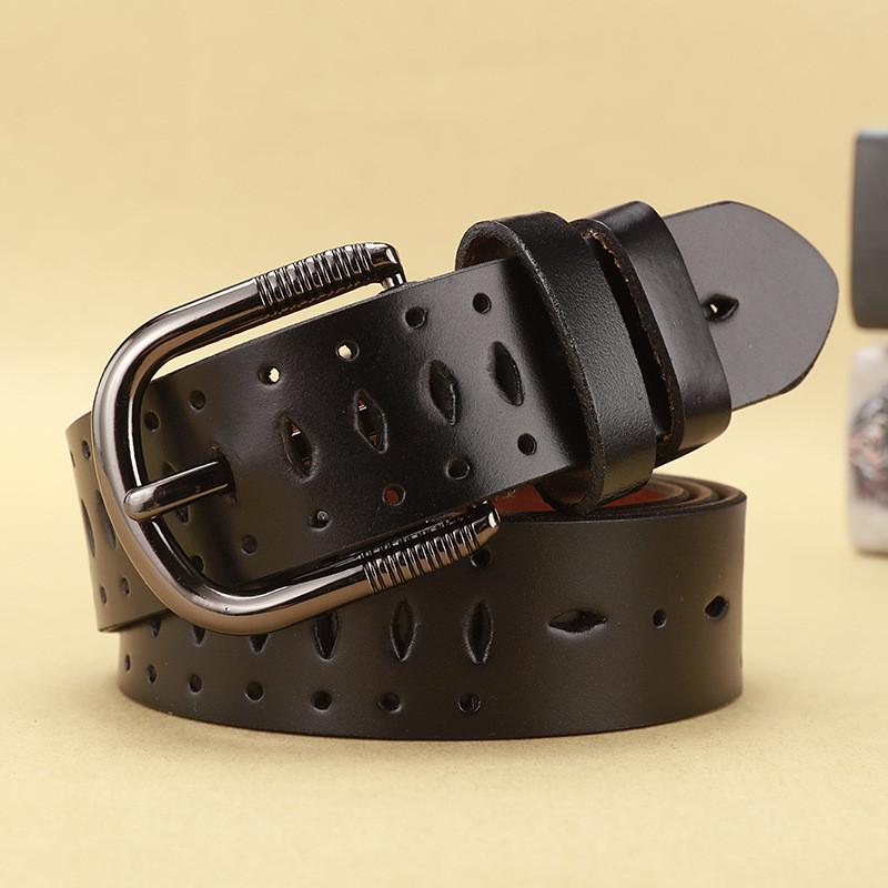 Waist Leather Fashionable Belt Hollow Pattern Metal Pin Closure Casual Outfits