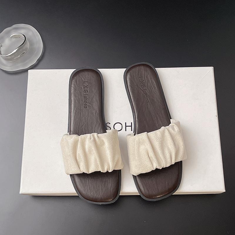 Обувь для улицы на плоской подошве, популярная обувь, сандалии из одного слова, женские сандалии, премиальные тапочки, лето, женская пляжная, французская