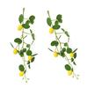 Set of 2 Lifelike Lemon Tree Branches with Green Leaves Yellow Faux Fruit Charm for Wedding and Office Decoration