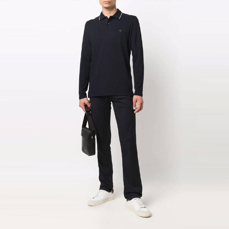 EMPORIO ARMANI Longsleeved Logo-print Polo Shirt 8N1FB5-1JPTZ-0920