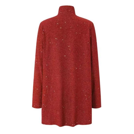 Lady Sequin Coat Open Stitch Cardigan Irregular Hem Long Sleeves Solid Color Formal Business Jacket Office Commuting Outerwear