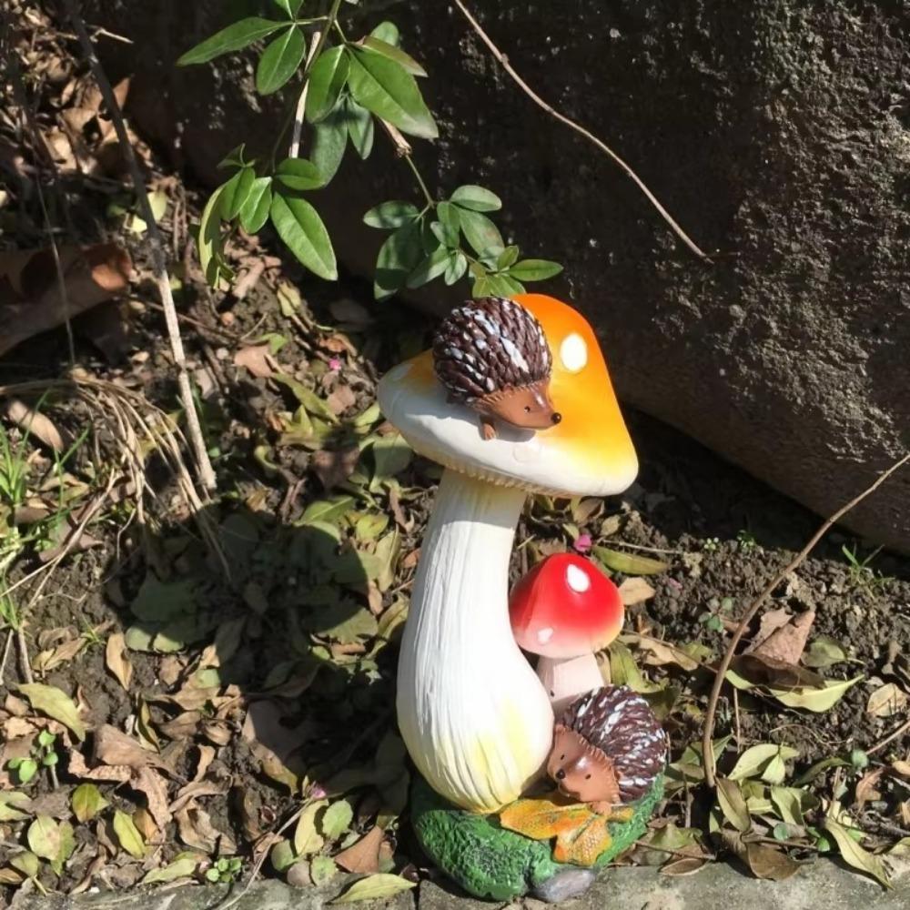 Simulation Pastoral Hedgehog Mushroom Ornaments Crafts Villa Courtyard Figurines Decoration