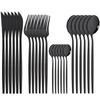 Mirror 24pcs Dinnerware Set Western Stainless Steel Cutlery Set Black Fork Spoon Silverware Set Knife Flatware Set Tableware Set