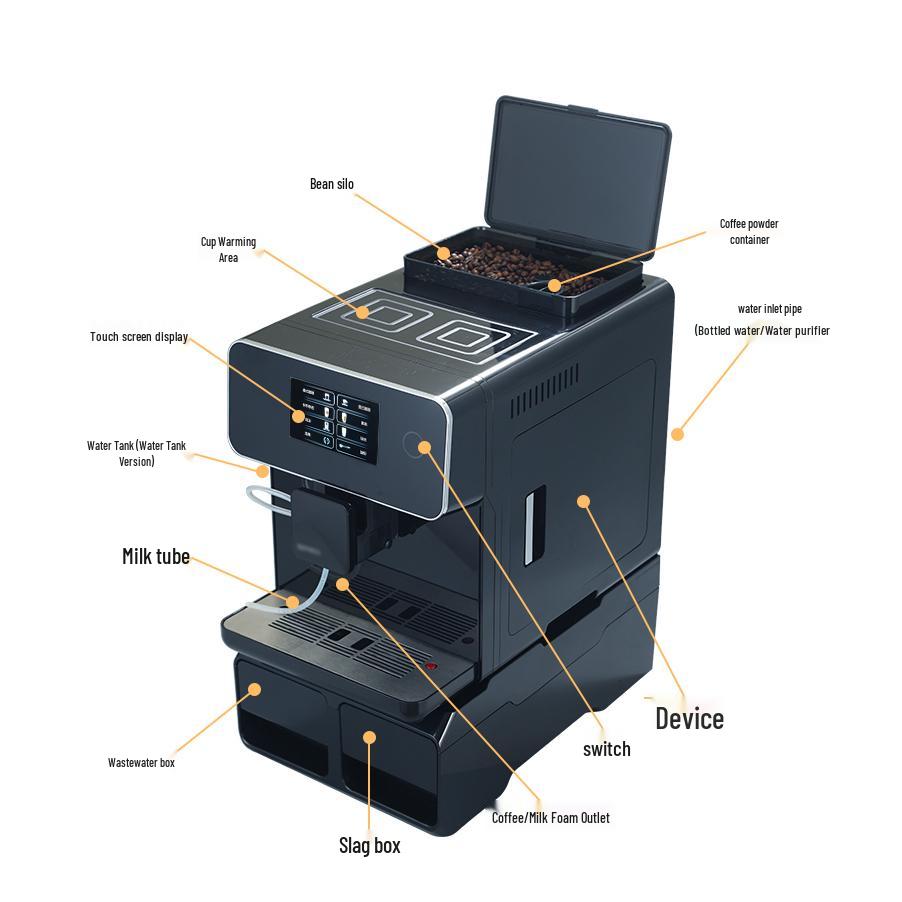 Автоматический вспениватель молока и кофемашина с сенсорным экраном для дома или офиса