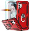 Red Protective Case for Samsung Galaxy A32 5G with Metal Ring Stand and Shockproof Silicone Edge