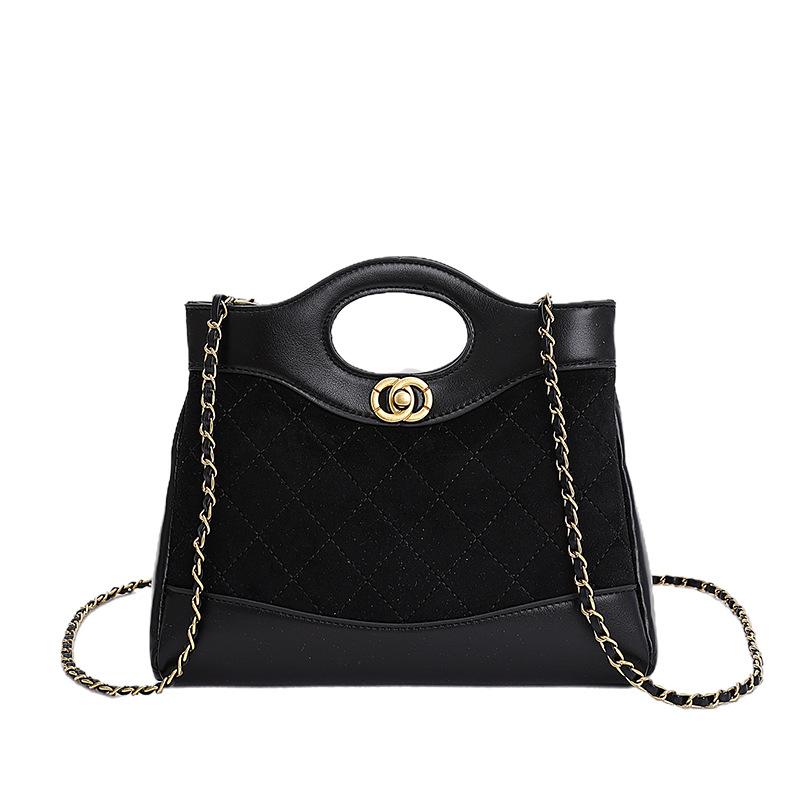Bag Rhombus Portable Small Square Bag Women's 2025 Autumn and Winter New Trendy Contrast Shoulder Bag Chain Crossbody Bag