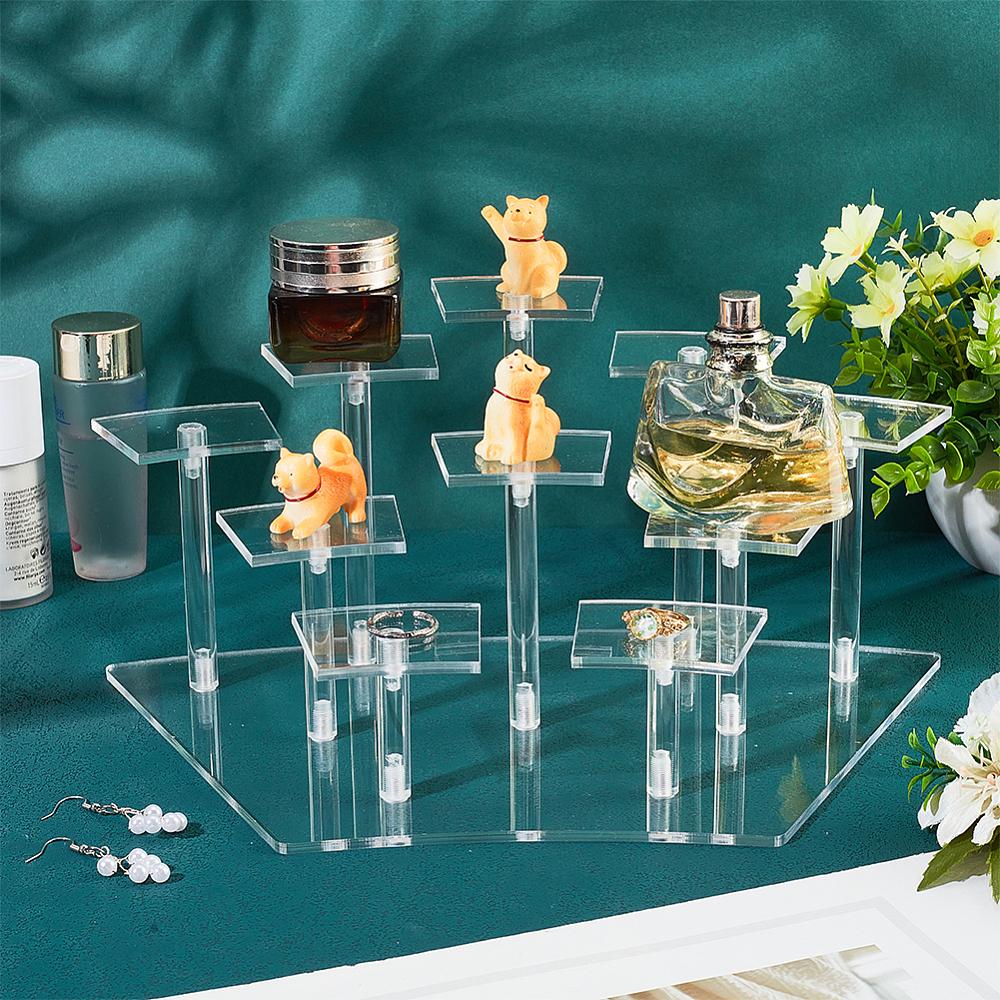 1set 10-Slot Transparent Acrylic Minifigures Display Risers Arc-Shaped Organizer Holder for Models Building Blocks Doll Display Holder Clear