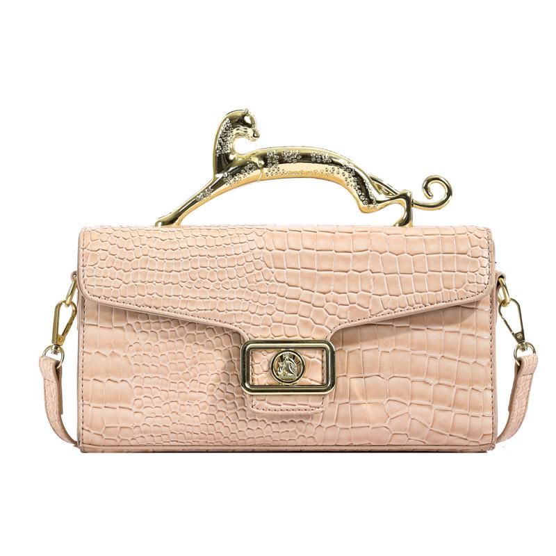 Роскошная лакированная кожа крокодиловый камень узор женская сумка через плечо ретро фурнитура модная сумка леопардовый металл