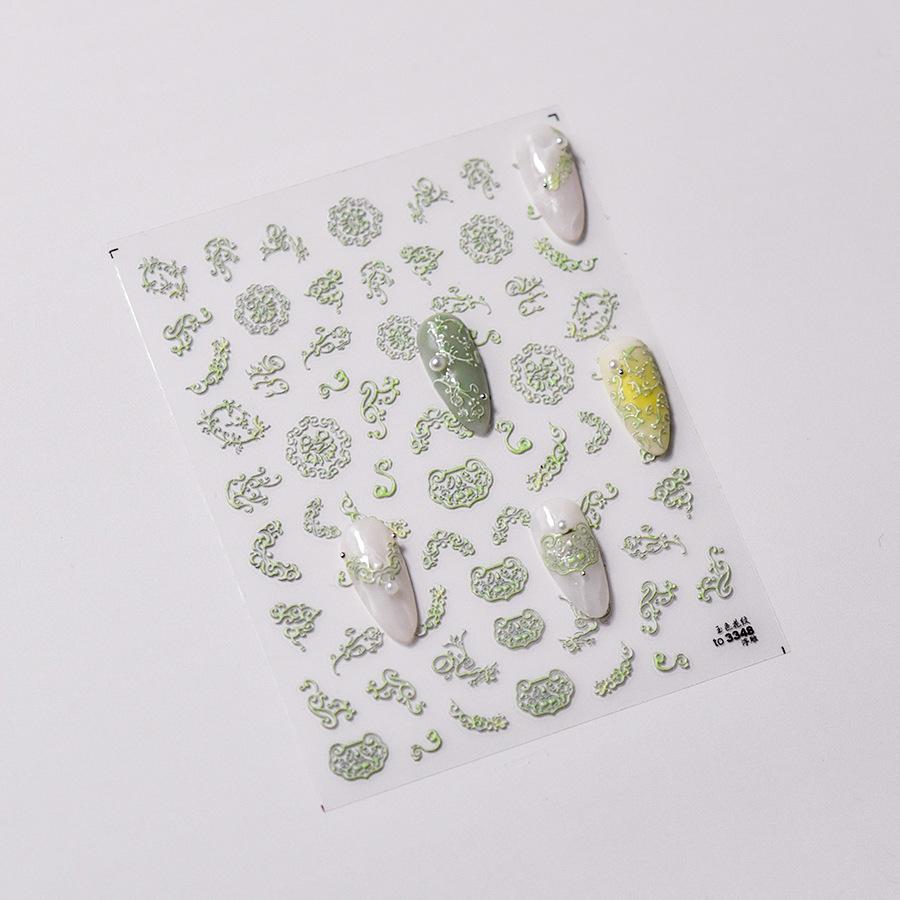Наклейка для ногтей с рельефным узором «Нефрит» своими руками. Креативные декоративные наклейки.