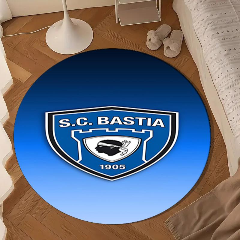 Sc Bastia Football Crest Round mat Home Decor, Chair rug For livingroom,Bedroom, doormat home decor Birthday Gift Christmas Gifts
