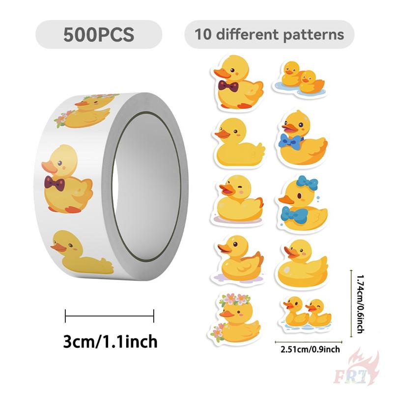 500Pcs/Roll Q Funny Yellow Ducks Kids Rewards Stickers - DIY Scrapbooks Album Decor Sealing Label Decals