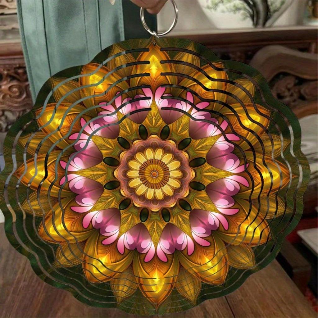 10-дюймовый металлический ветряной спиннер с крючком 360 градусов, элегантный цветочный дизайн для украшения сада, двора, газона, розово-золотой, уличный декор, подарок