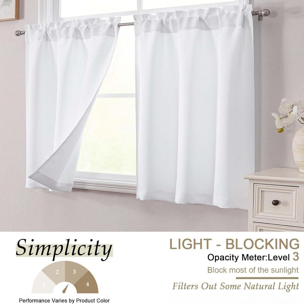 1 Panel Valance Curtains for Kitchen Rod Pocket Room Darkening Small Privacy Window Curtain for Kitchen Bathroom Bedroom Decor