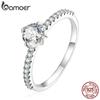 BAMOER 925 Sterling Silver Simple Zircon Ring for Women Engagement Anniversary Wedding Luxury Fine Jewelry Size 6-8