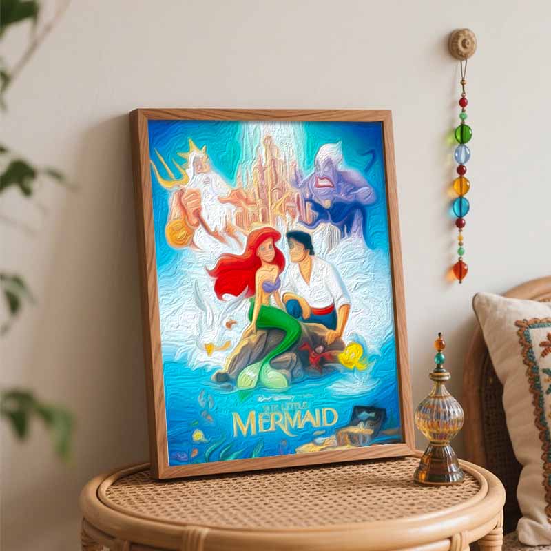 Disney digital oil painting The Little Mermaid art handmade diy gift home decoration