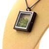 Stones and Minerals. Raw Peridot Necklace. Square Model. Color Black.