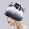 Горячая Распродажа Россия Зима Качество Натуральная Меховая Шапка Натуральная Теплая Шапка из Меха Кролика Рекс Леди Теплая Вязаная Подлинная Шапка из Меха Кролика Рекс