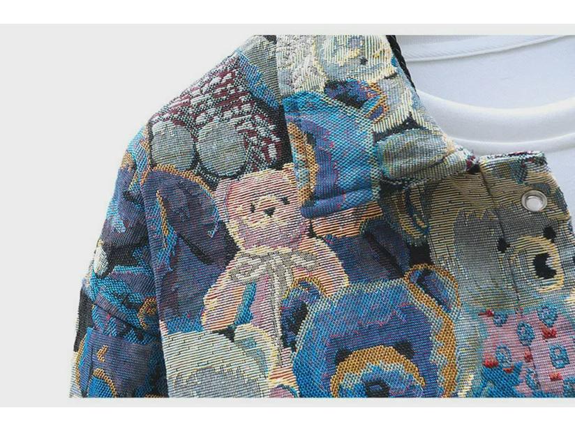 Мужская джинсовая куртка свободного кроя с рукавом три четверти — свободный крой, модный и прочный жаккардовый дизайн.