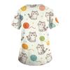 Женская рабочая блузка с V-образным вырезом и коротким рукавом с карманами, с животным принтом, профессиональная униформа для медицинского персонала