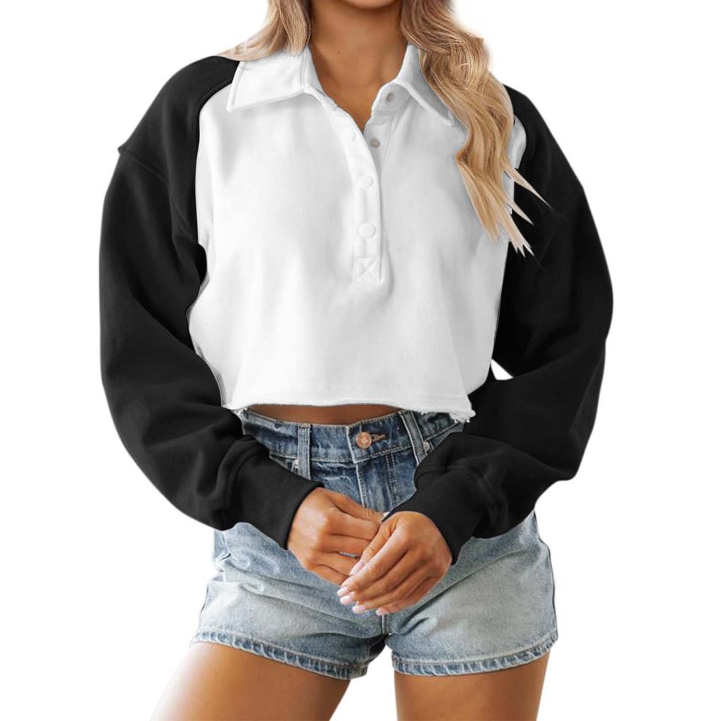 Womens Oversized  Crewneck Sweatshirts Long Sleeve Color Block Tee Shirts Casual Tops