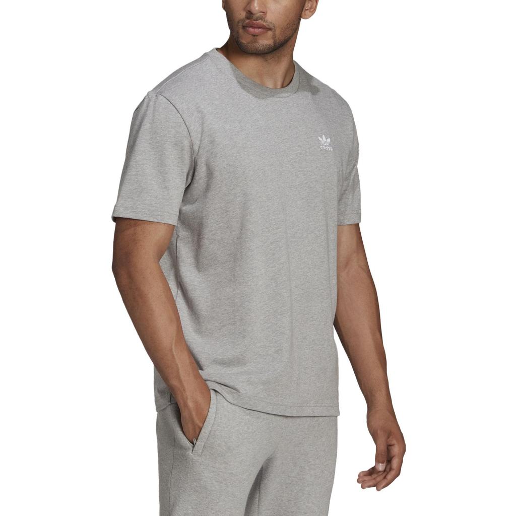 Adidas Originals Trefoil Solid Logo Print Crew Neck Short Sleeve T-Shirt Men Tops Gray HF1982