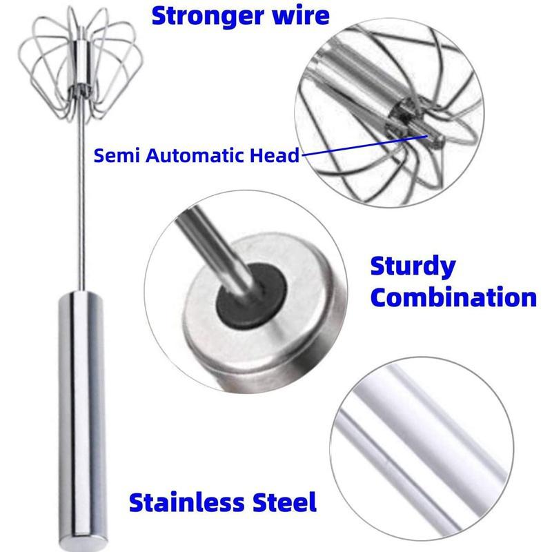 Взбивалка для яиц Ручное давление Полуавтоматическая взбивалка из нержавеющей стали Кухонные аксессуары Инструменты Самоповоротная посуда для крема Венчик Ручной миксер Размер: S / M / L