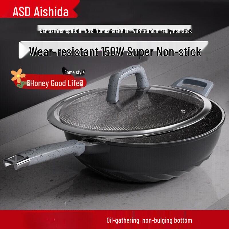 ASD 32cm Diamond Cyclone Titanium Non-Stick Wok