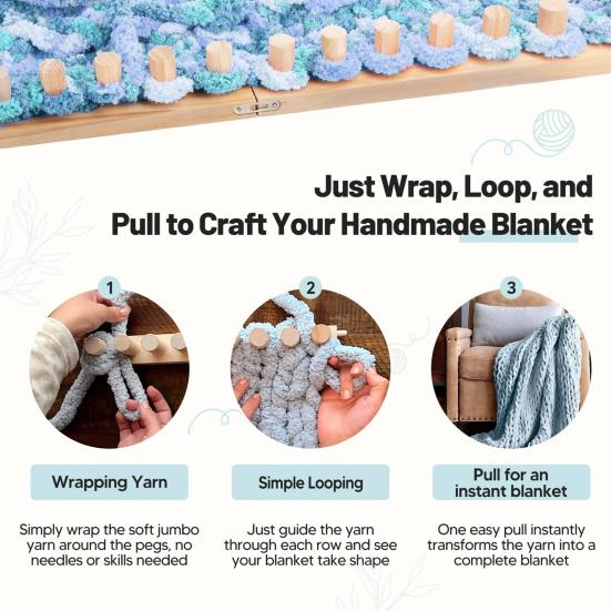 Толстая пряжа, одеяло, ткацкий станок, регулируемый ткацкий станок, деревянная колышковая рама, пряжа для одеяла, вязальный станок для одеял ручной работы