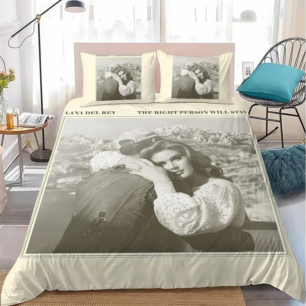 3D Print Singer L-Lana Del-Rey Bedding Set Soft Comforter Cover With 1/2pcs Pillow Shams For Kids Adults Duvet Cover Microfiber