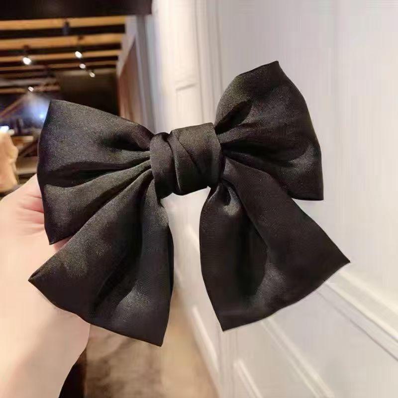 Корейская винно-красная атласная заколка-бантик - милый аксессуар для головного убора