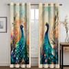 Винтажные эстетические стильные шторы с рисунком павлина в виде животных, 2 панели, роскошные шторы для гостиной, спальни, домашний декор