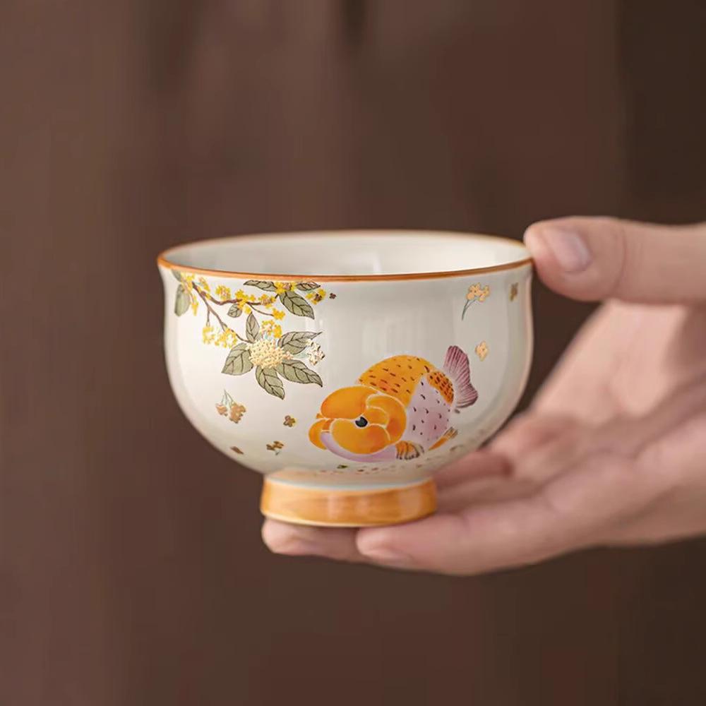 Plant Ash Big Head Goldfish Teacup Large Ceramic Tea Cup Creative And Cute Master Cup Single Cup High Value Teacup