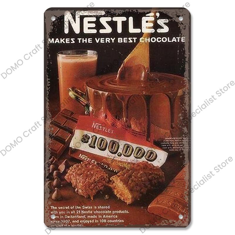 Шоколадная металлическая табличка Винтажная Вкусная шоколадная плитка Торт Металлические жестяные таблички Ретро Декор для стен Кофейня Десертный дом Пекарня