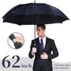 1PC Automatic Open Golf Umbrella Extra Large Double Canopy Vented Umbrella Windproof Waterproof Stick Umbrellas For Outdoor 62In