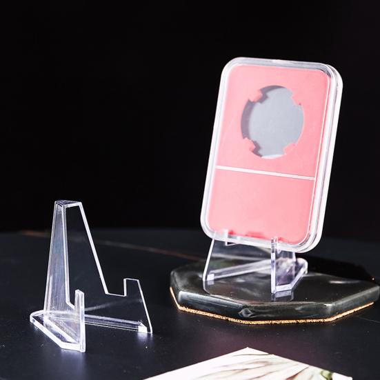 24 шт., прозрачная подставка для монет, мини-стабильная треугольная коллекционная карточка, маленькая художественная нашивка, памятная медаль, держатель для дисплея, стойка для выставок