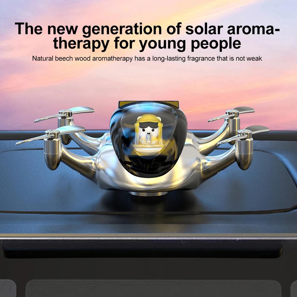 Solar Powered Rotating DIY Perfume Car Ornaments Helicopter Air Freshener Diffuser Decoration Accessories Car Dashboard Decor