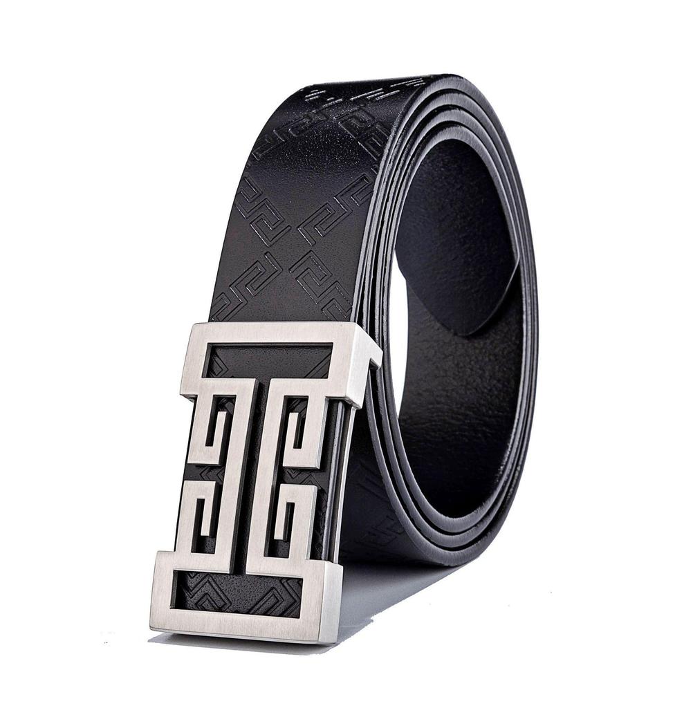 Men's Stylish Pure Cowhide Belt with Smooth Buckle - Casual and Versatile Wear