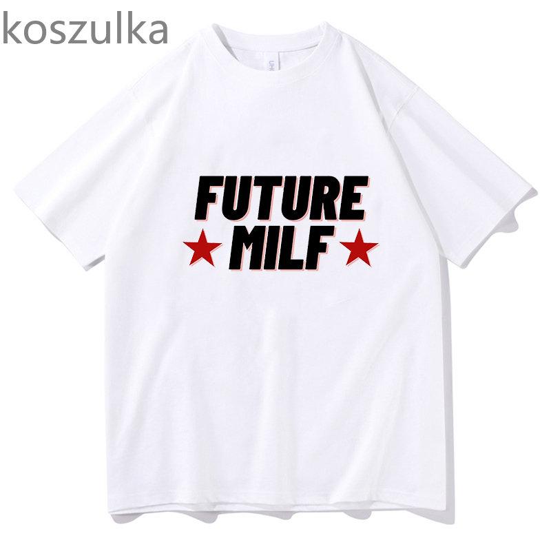 Унисекс 2023, модные повседневные женские укороченные футболки с принтом Future Milf Star, укороченный топ, летняя черная сексуальная футболка для девочек, уличная одежда Y2k