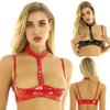 Women Patent Leather Wireless Bra Adjustable Push Up Bra Tops Female Backless Bralette Lingerie