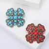 Vintage Alloy Rhinestone Flower Turkish Blue Brooch Fashion Temperament Pearl Brooch Pin Accessories