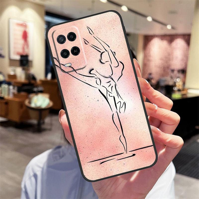 Чехол для девушки-балерины для Oppo A40 A60 A80 A18 A38 A58 A78 A98 A16 A76 A96 A15 A17 A77 A74 A94 A54 A57S