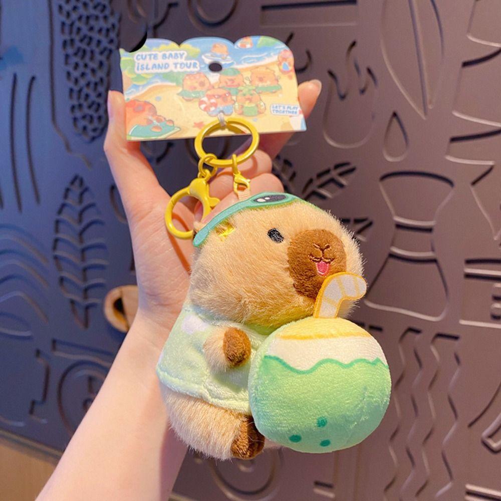 Cute Plush Capybara Keychain Island Style Car Keyring Fashion Capybara Dolls Pendant  Key Decor