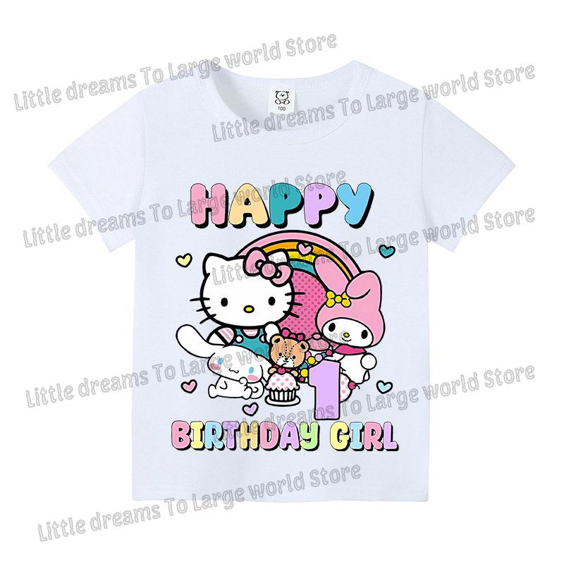 Baby Girls Birthday Number 19 Tshirt Cartoon Print Short Sleeve Tee Childrens Clothing Party Supplies Cotton Tee